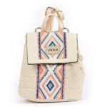 Verde Γυναικείο Σακίδιο Πλάτης 48-0197 Ψάθινη Εκρού